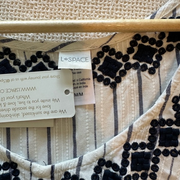 L*Space NWT Navy and White Striped Tank Top with Tassel Accents - Picture 5 of 8